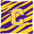 thumbnail image 1 of Letter C Monogram - Tiger Stripe - Purple Gold Fabric Decorative Pillow, 1 of 1
