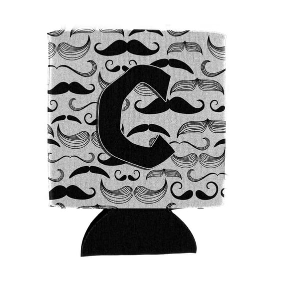 Letter C Moustache Initial Can or Bottle Hugger