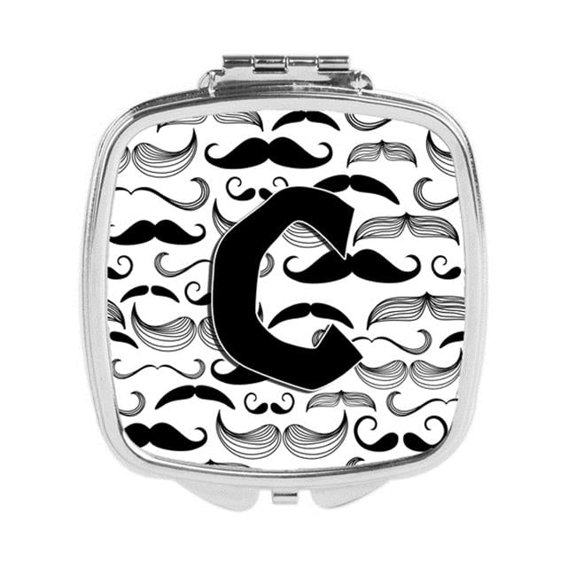 Letter C Moustache Initial Compact Mirror