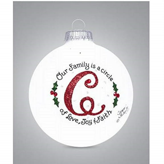 Letter C Our Family is a Circle of Love Monogram Glass Ball Christmas Ornament