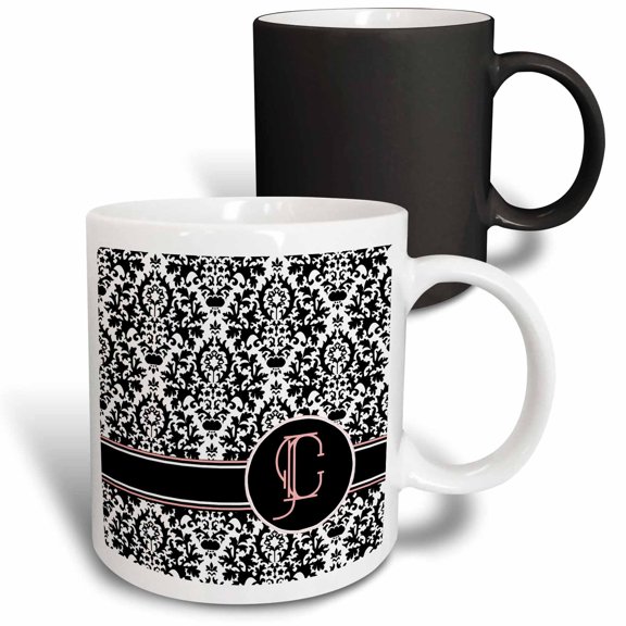 3drose, Letter C Personal Monogrammed Damask Pattern-personalized Initial, 11oz Magic Transforming Mug