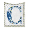 thumbnail image 1 of Letter C Soft Flannel Fleece Throw Blanket, Portuguese Culture Inspired Natural Elements in Letter C Alphabet Print, Cozy Plush for Indoor and Outdoor Use, 50" x 70", Blue Yellow Orange, by Ambesonne, 1 of 5