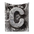 thumbnail image 1 of Letter C Soft Flannel Fleece Throw Blanket, Rustic Look Alphabet C Letter Close up, Cozy Plush for Indoor and Outdoor Use, 50" x 60", Taupe Grey Grey, by Ambesonne, 1 of 6