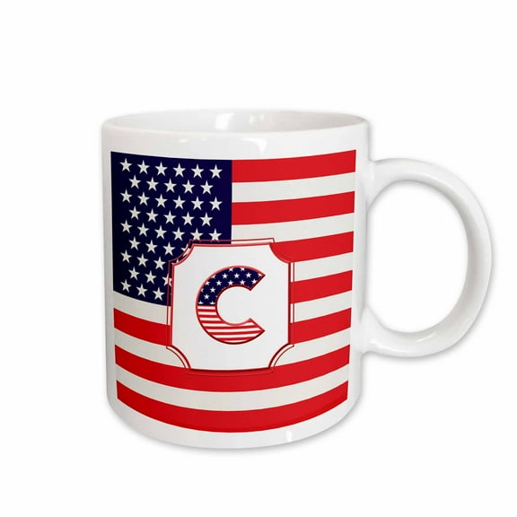 3drose, Letter C Stars and Stripes Flag Usa Monogram-personalized Initial, 11oz Mug
