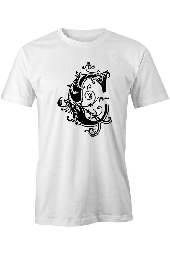 Letter C T-Shirt | Decorative Alphabet White Tee Gift