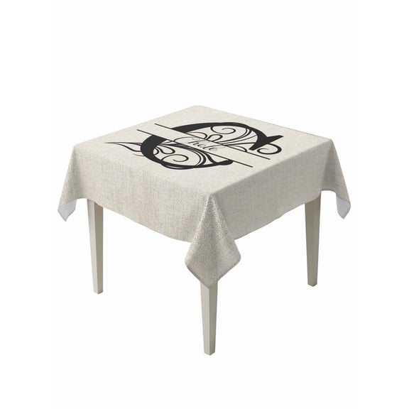Letter C Table Cloth, Monogram Words Waterproof Tablecloth for Square Tables, Reusable Washable Fabric Table Cover for Restaurant Kitchen Dining Tables 60"x60"