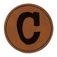 thumbnail image 1 of Letter C Uppercase Cute Typewriter Font 2.5" Faux Leather Round Engraved Iron-On Patch - Brown, 1 of 6
