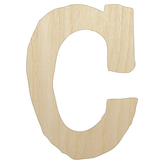 Letter C Uppercase Cute Typewriter Font Wood Shape Unfinished Piece Cutout Craft DIY Projects - 4.70 Inch Size - 1/8 Inch Thick