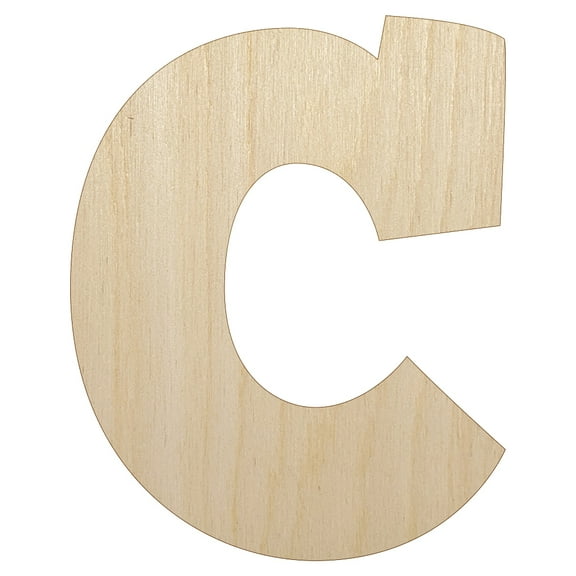 Letter C Uppercase Fun Bold Font Wood Shape Unfinished Piece Cutout Craft DIY Projects - 4.70 Inch Size - 1/8 Inch Thick