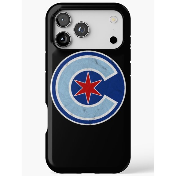 Letter C and Six-Point Star Blue and Red Tough Case for Apple iPhone, Dual-Layer Polycarbonate and TPU