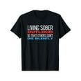 thumbnail image 1 of Letter Casual Living Sober Graphic Tee T Shirt Top Motivational Recovery Fashion Design Black S-5XL, 1 of 5