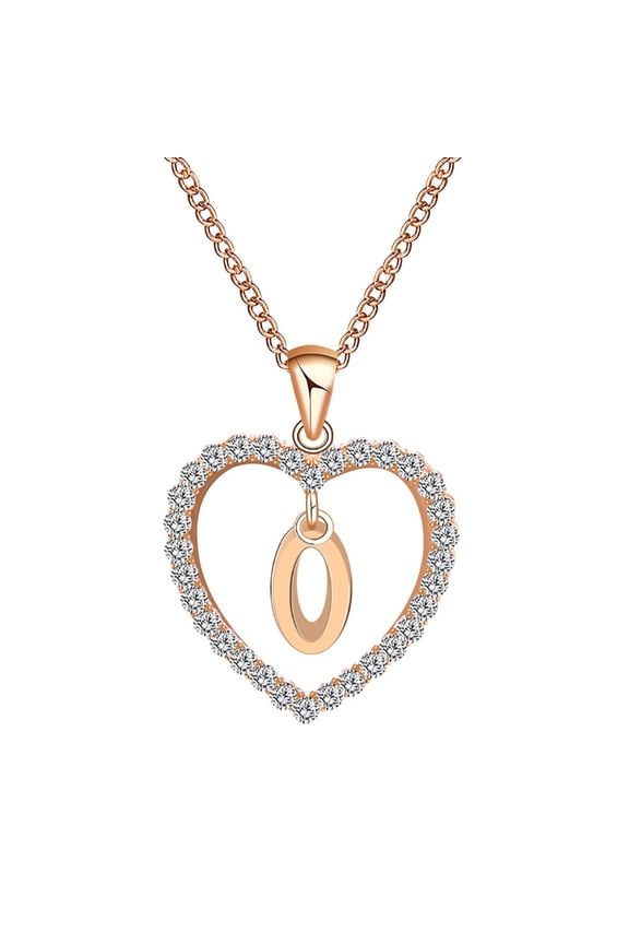 Letter Chain,Necklaces for Women Valentine's Day Gifts,Necklace with Letters Name Necklace Women's Rose Gold Heart Initials Pendant with Zirconia Alphabet Charm Jewellery for Women