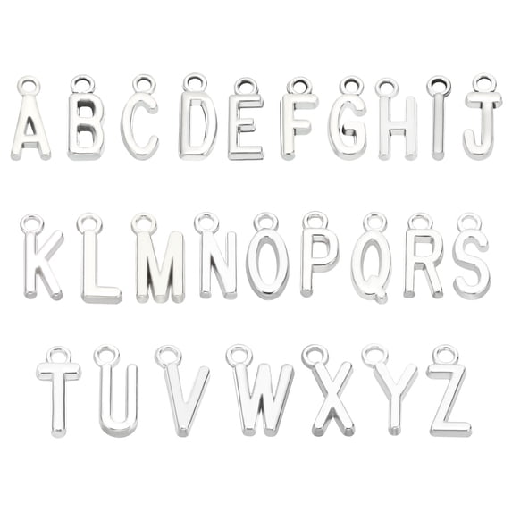 Letter Charm Pendants, 4 Set a to Z Character Alphabet Pendant Bulk DIY for Jewelry Making Bracelets, Silvery