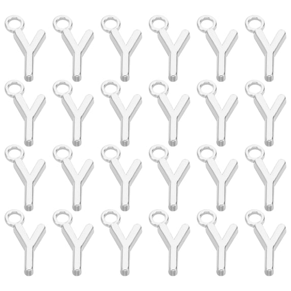 Letter Charm Pendants, 50 Pcs Character Alphabet Pendant Bulk DIY for Jewelry Making Bracelets, Silvery, Y