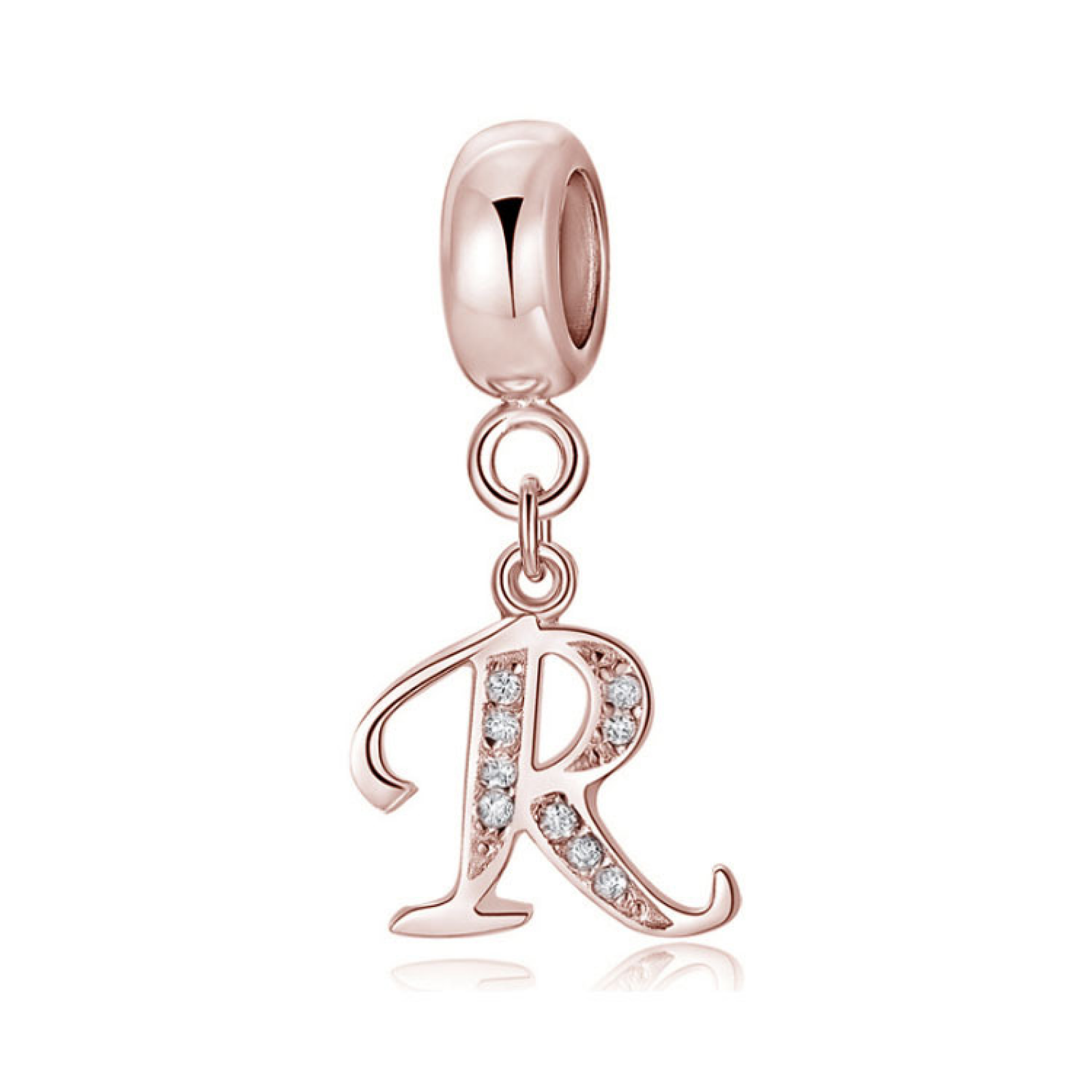 Rose Gold Letter R Charms Dangle, Initial R Alphabet Beads fits