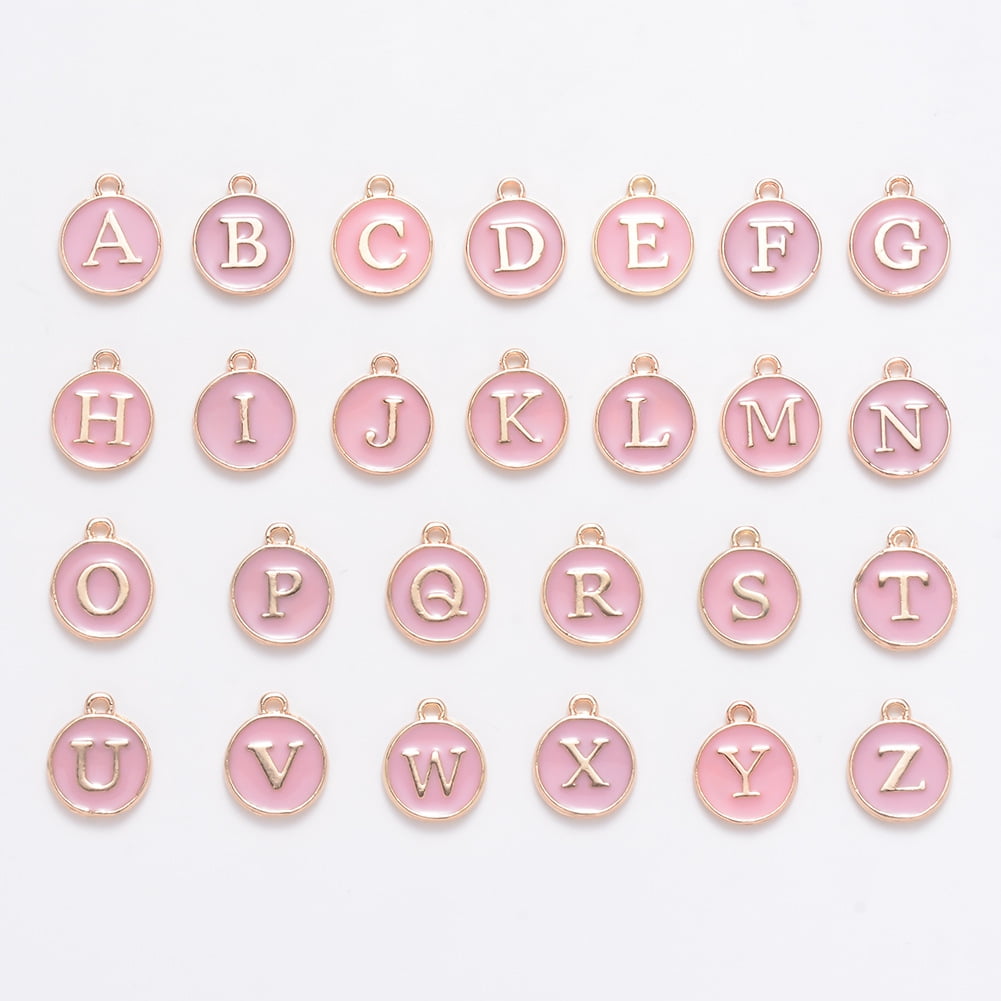 Letter Charms for Jewelry Making, 4 Sets Metal Alphabet Beads Enamel  Initial A-Z Charm Mixed Letter Pendant for Necklace and Bracelet DIY Making  