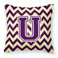 thumbnail image 1 of Letter U Chevron Purple and Gold Fabric Decorative Pillow, 1 of 4