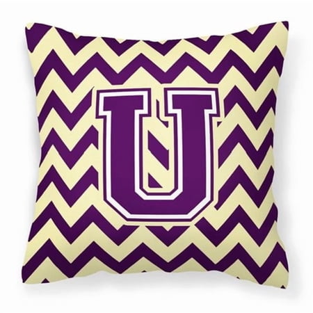 Letter U Chevron Purple and Gold Fabric Decorative Pillow