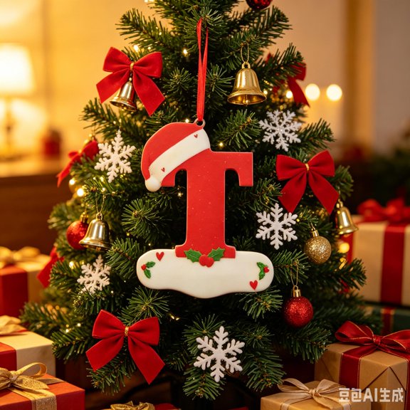 Letter Christmas Ornaments, Personalized Initial Alphabet Tree Hanging Pendant, Cute Snow Base Letter Decor for Christmas Decoration, Custom Name Xmas Tree Decor Gift