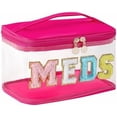 thumbnail image 1 of Letter Clear Medicine Makeup Bag, Large Size Waterproof Nylon Cosmetic Toiletry Storage bag with Top Handle, Transparent Meds First Aid Travel Organizer Cosmetic Bag,Hot Pink, 1 of 7