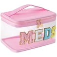 thumbnail image 1 of Letter Clear Medicine Makeup Bag, Large Size Waterproof Nylon Cosmetic Toiletry Storage bag with Top Handle, Transparent Meds First Aid Travel Organizer Cosmetic Bag,Light Pink, 1 of 7