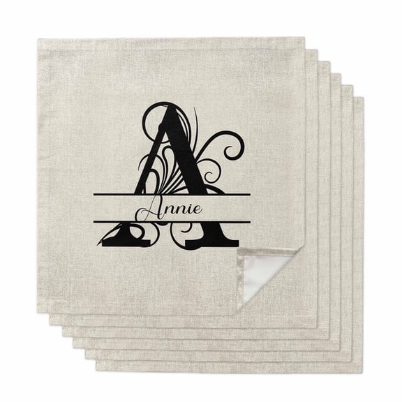 Letter A Cloth Napkins, Monogram Words Washable and Reusable Dinner Napkins Set of 6, Table Napkin for Kitchen Party Birthday Wedding Hotel Housewarming 20"x20"