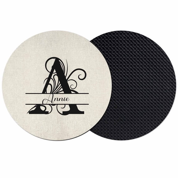Letter A Coasters Set of 2, Soft Absorbent Coasters for Drinks, Monogram Words Non-Slip Cup Coaster Mat with Rubber Bottom for Home Kitchen Desk Coffee Bar Table Decor 4"