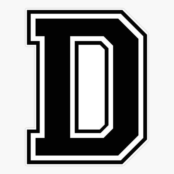 Letter D Black Typography Vinyl Decal Sticker