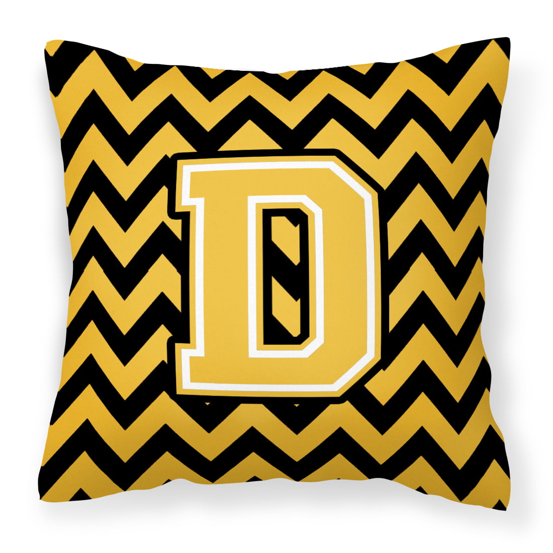 Letter D Chevron Black and Gold Fabric Decorative Pillow - Walmart.com