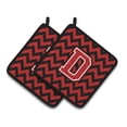 thumbnail image 1 of Letter D Chevron  Black and Red   Pair of Pot Holders, 1 of 2