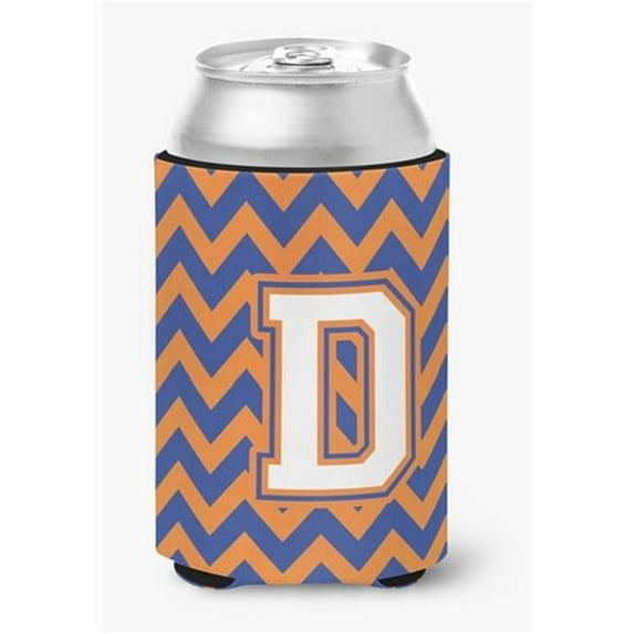 Letter D Chevron Blue & Orange No.3 Can or Bottle Hugger