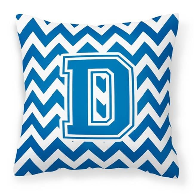 Letter D Chevron Blue and White Fabric Decorative Pillow