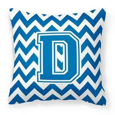 Letter D Chevron Blue and White Fabric Decorative Pillow