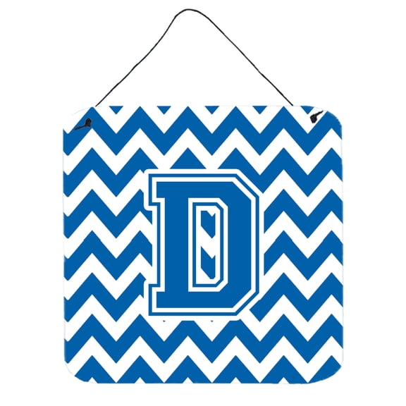 Letter D Chevron Blue and White Wall or Door Hanging Prints