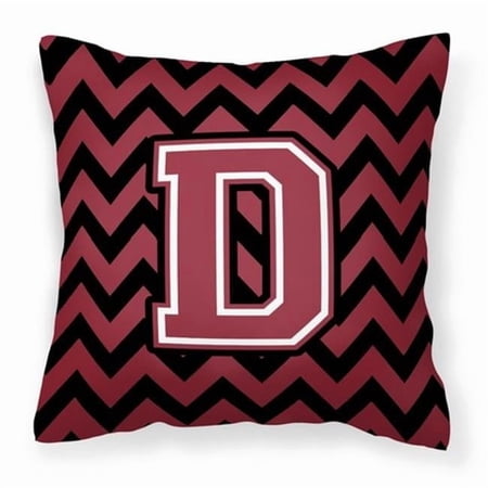 Letter D Chevron Garnet and Black Fabric Decorative Pillow