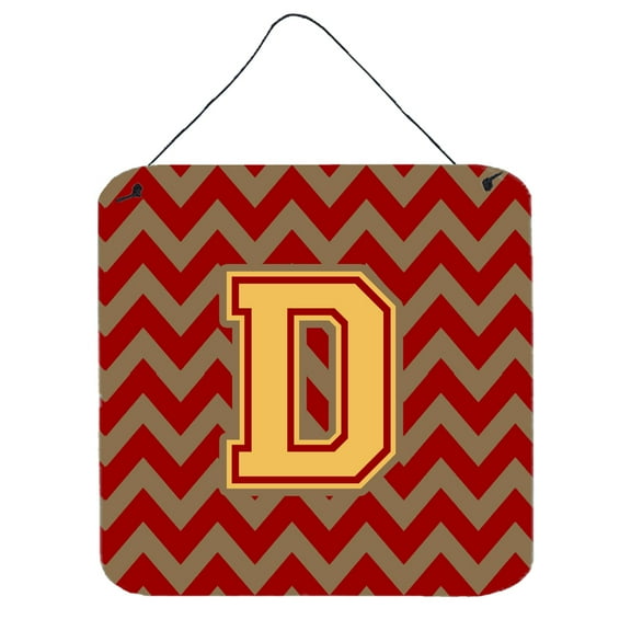 Letter D Chevron Garnet and Gold  Wall or Door Hanging Prints
