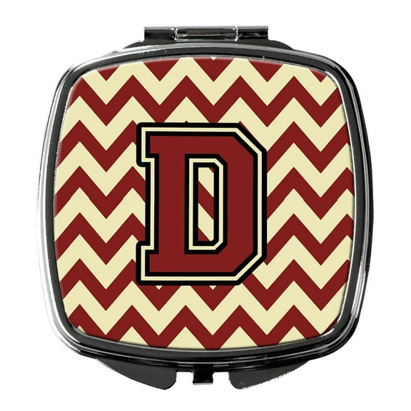 Letter D Chevron Maroon and Gold Compact Mirror