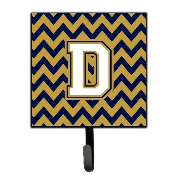 Letter D Chevron Navy Blue and Gold Leash or Key Holder