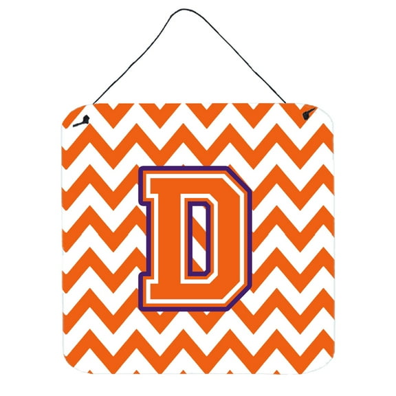 Letter D Chevron Orange and Regalia Wall or Door Hanging Prints