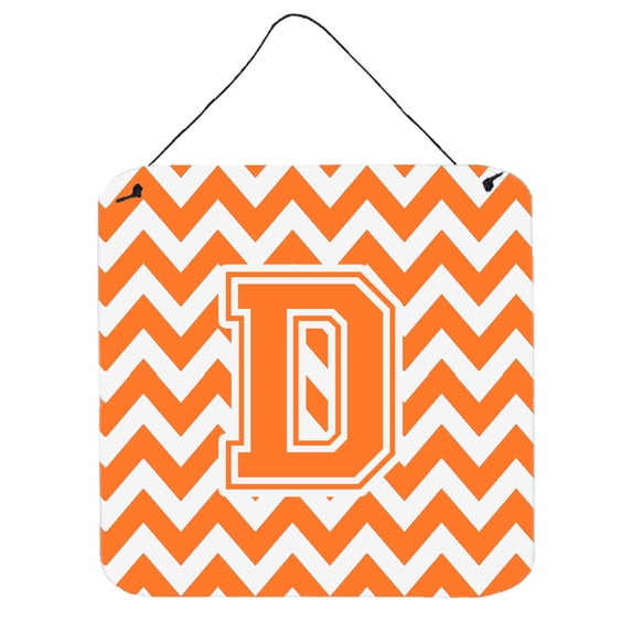 Letter D Chevron Orange and White Wall or Door Hanging Prints
