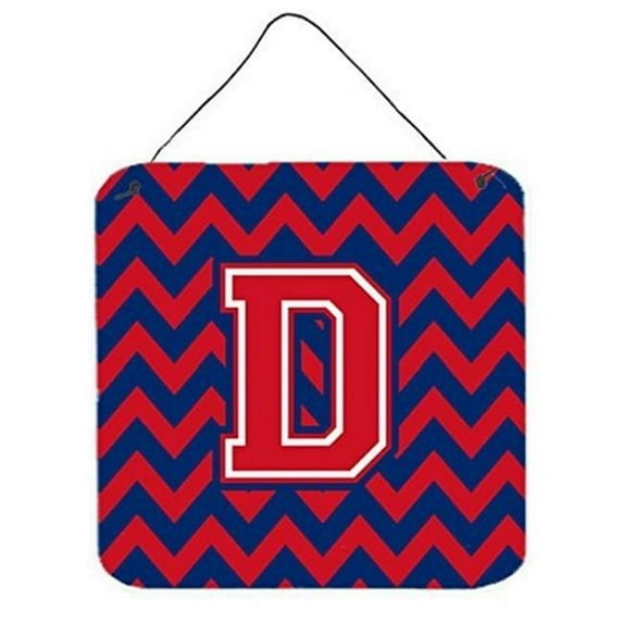 Letter D Chevron Yale Blue & Crimson Wall or Door Hanging Prints