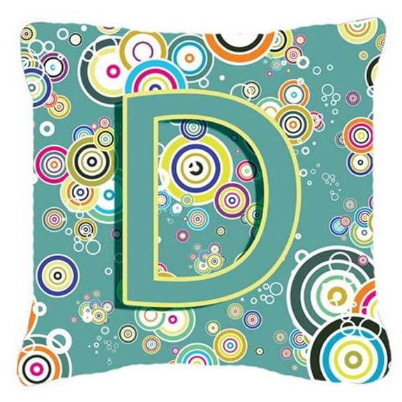 Letter D Circle Circle Teal Initial Alphabet Canvas Fabric Decorative Pillow