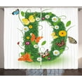 thumbnail image 1 of Ambesonne Letter D Curtains 2 Panel Set, Spring Theme Butterflies, 108" x 84", Multicolor Green, 1 of 3