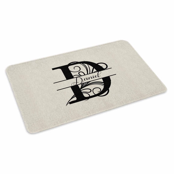 Letter D Doormat Outdoor Entrance 24"x36", Monogram Words Absorb Moisture Dirt Door Mats, Non-Slip Rubber Backing Floor Mats Indoor, Low-Profile Front Door Rugs