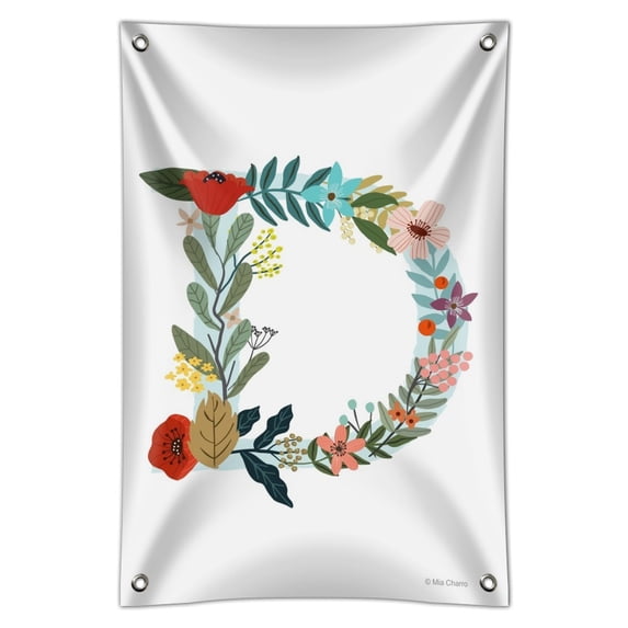 Letter D Floral Monogram Initial Home Business Office Sign