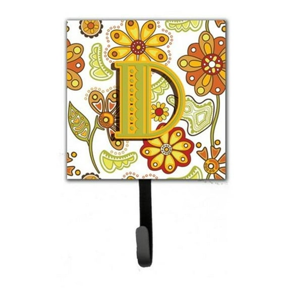 Letter D Floral Mustard And Green Leash & Key Holder