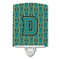 thumbnail image 1 of Caroline's Treasures CJ1063-DCNL Letter D Football Aqua, Orange and Marine Blue Ceramic Night Light, 6x4x3", multicolor, 1 of 1