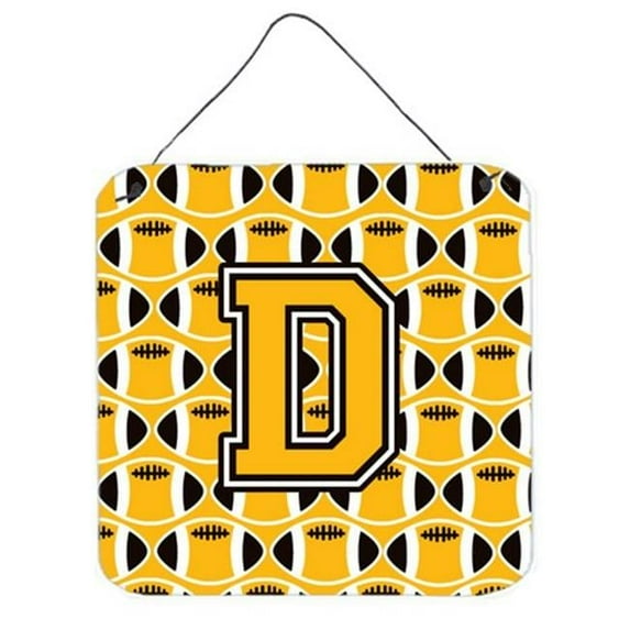 Letter D Football Black, Old Gold & White Wall or Door Hanging Prints