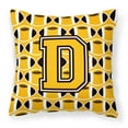 thumbnail image 1 of Letter D Football Black, Old Gold and White Fabric Decorative Pillow, 1 of 4