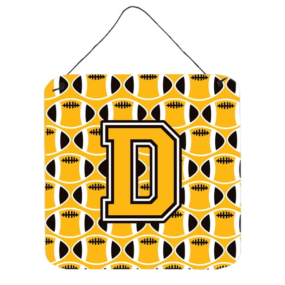 Letter D Football Black Old Gold and White Wall or Door Hanging Prints